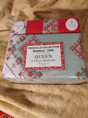 Sheet Set 6 PC Queen Bamboo Cotton Priscilla Collection New